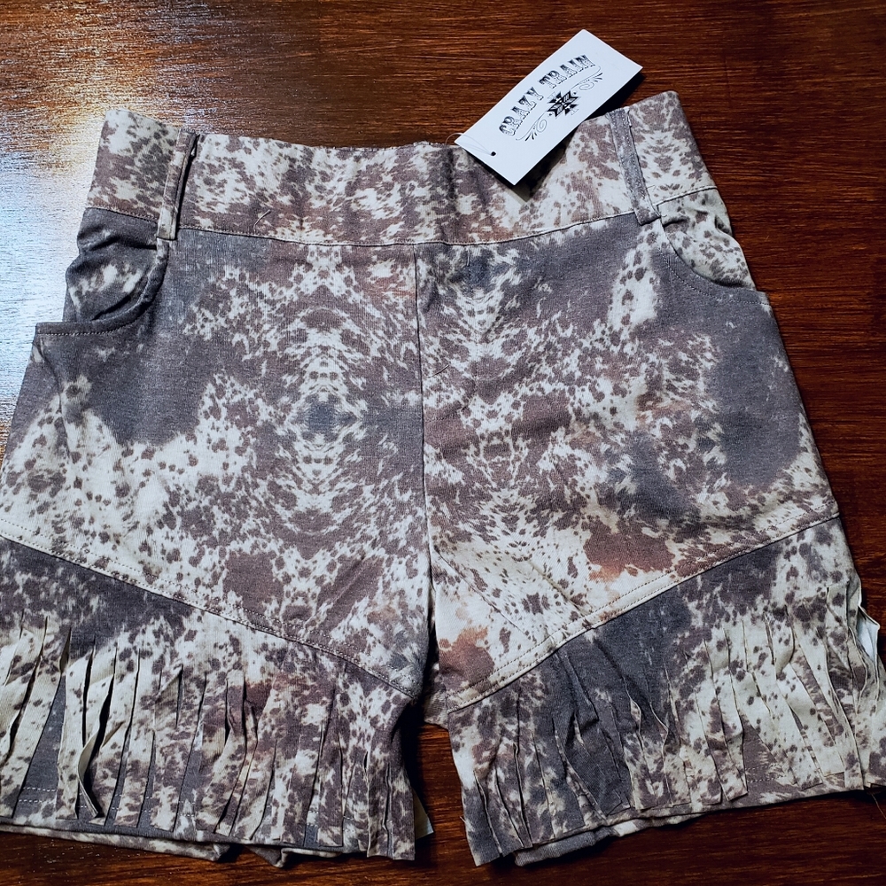 Cowprint Fringe Shorts